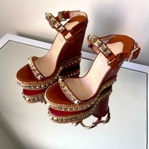 Christian Louboutin Cataclou Studded Leather Wedge Sandals